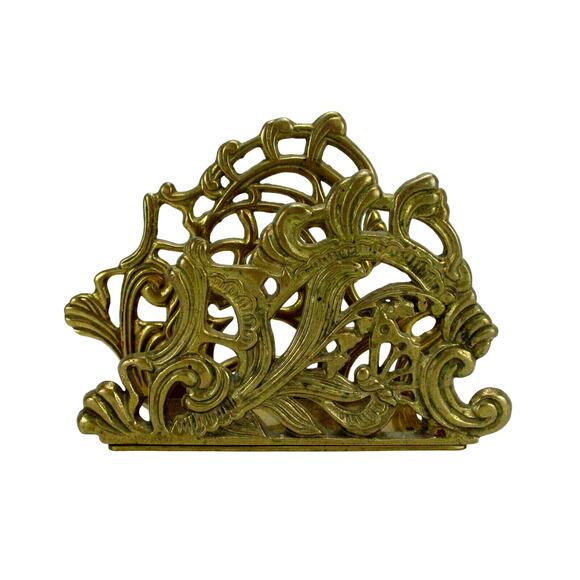 Brass Napkin Holder Heavy Duty Letter Paper Organizer by Teleflora - Picture 2 of 4